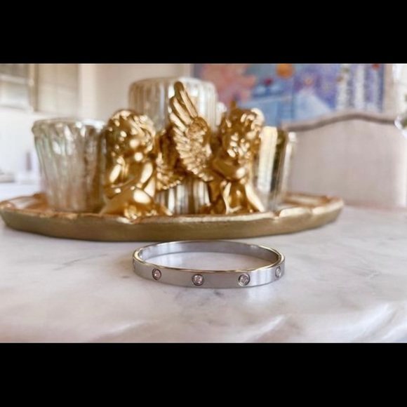 Stainless steel snap bangle silver or gold plated - Picture 2 of 3